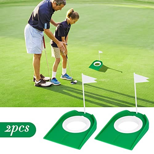 2 Pack Golf Putting Cup with Flag, Practice Golf Hole Training Aids for Green