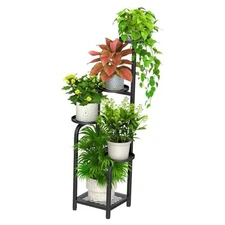  5 Tier Tall Plant Stand Indoor Outdoor, Heavy Duty Corner 5Tier SQ Base Black
