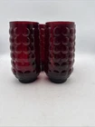 Vintage Bubble Ruby Red Anchor Hocking 5 ¾" Tumblers Set of 4 Made in USA 16 oz