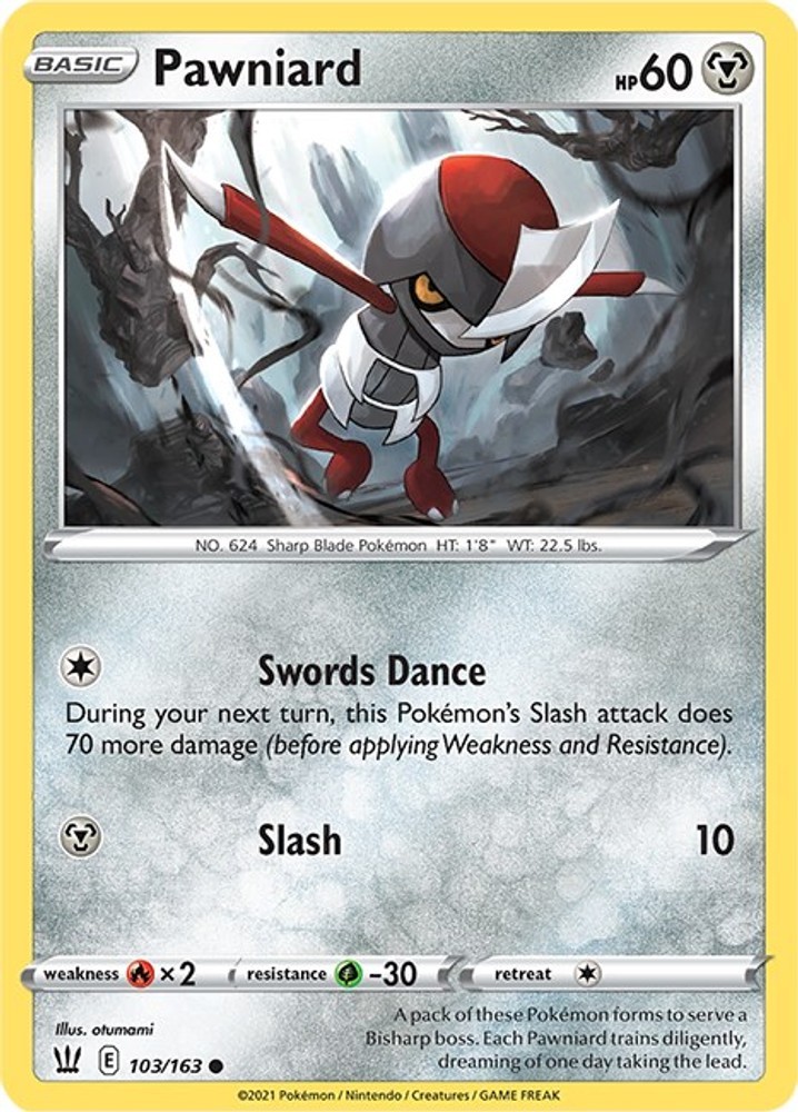 Pokemon Pawniard 103/163 SWSH05: Battle Styles Common NM