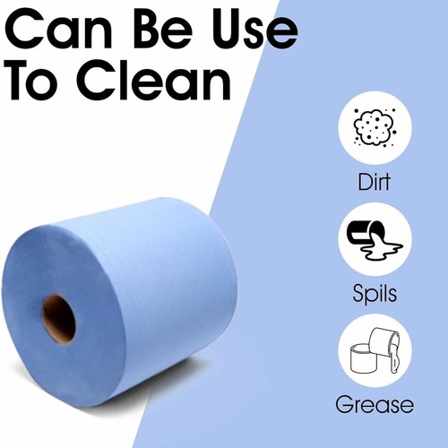 6 X Blue CentreFeed Rolls Hand Paper Towels Wipe Embossed 2 Ply Tissue Kitchen - Picture 5 of 5