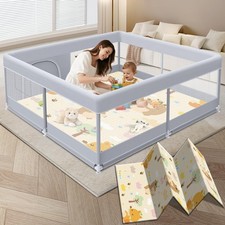 XVISHX Baby Playpen with Mat, 50 x 50 Inch Play Pen 50  50  Grey