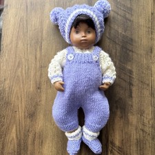 HAND KNITTED SET Of CLOTHES ESPECIALLY FOR 12” BABY SASHA . DOLL NOT INCLUDED.