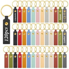 120pcs PU Leather Keychain Blanks Laser Engraving Key Chain Rectangular