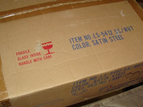 ONE (1) LITE SOURCE LS-5412 SS/WHITE SATIN STEEL 21" FLUSH CEILING MOUNT LAMP - Picture 8 of 9