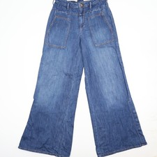 Anthropologie Pilcro and the Letterpress Wide Leg Blue Jeans Size 26 Snap Leg