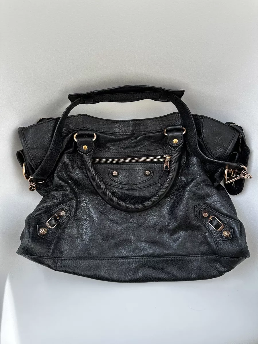 Balenciaga City Giant 12 Rose Gold Hardware Agneau Leather Bag Medium Black | eBay