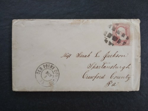 Bürgerkrieg: Old Point Comfort 1860er #65 Soldaten Brief nach Spartansburg, PA