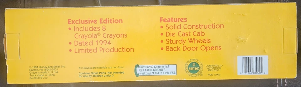 VINTAGE 1994 Edition Crayola 18 Wheeler NIB-NRFB Limited-Production - Image 3 of 3