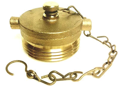 NNI 1-1/2" NST FDC Solid Brass Plug & Chain for Hydrant, Hose or Fire Dept.Conn