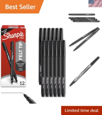 Quick-Drying 0.4mm Black Ink Pens - 12 Piece Set for Journaling & Drawing