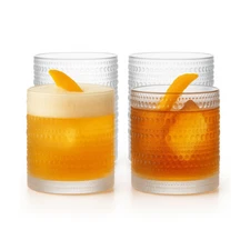 Vintage Clear Hobnail Lowball Whiskey Glasses - 10oz