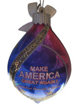 Trump X-Mas Ornament New w/ COA - Make America Great Again Luminary Glass RARE