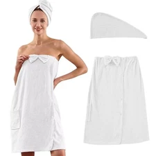 RUJIPO Womens Bath Wrap Towel with Hair Towel Spa Bath Towel Wrap Cover Up fo...