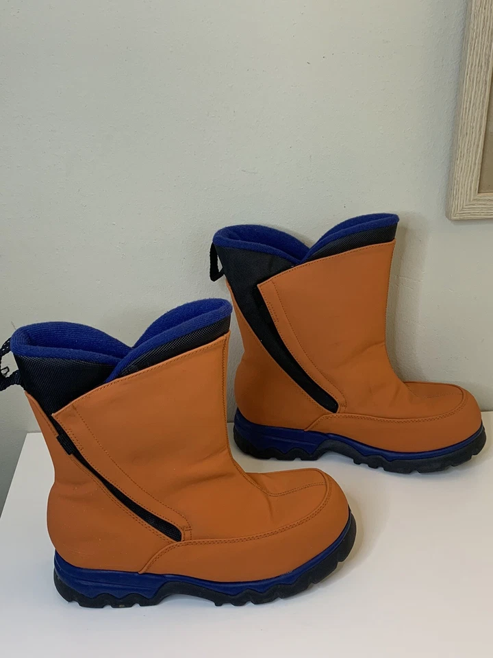 Lands' End Youth Boys Girls Size 5M Orange And Blue Winter Snow Rain Boots - Image 4 of 4