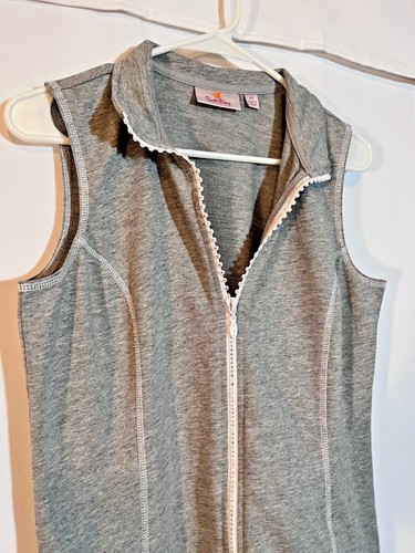 Quacker Factory Rhinestone Zipper Gray Bling Vest Pockets Knit Womens XS - Picture 3 of 7