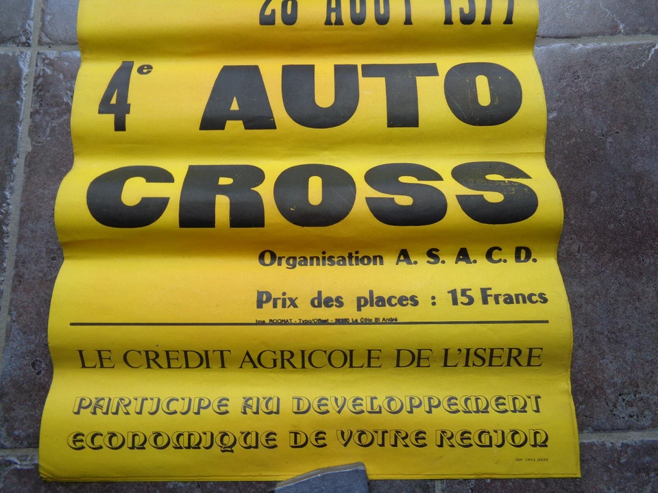 3 AFFICHES  ANCIENNES ORIGINALE AUTO CROSS champier isére 1977 voiture vintage  - Photo 3/4
