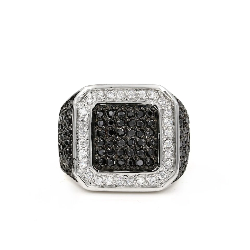 Anillo Pinky Acero Inoxidable 316 Pavé Para Hombre Forma Cuadrada Circonita Foto 2 de 4