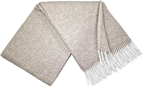 SALE!Merinowolldecke Wolldecke Merinowolle-Kaschmir Mix 140x200cm Beige-Grau (D) - Bild 2 von 5