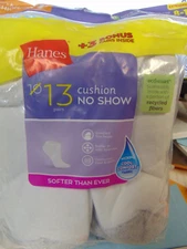 Hanes Women's Comfort Fit No Show Socks. 13 Pack. Size 8-12 white full sole