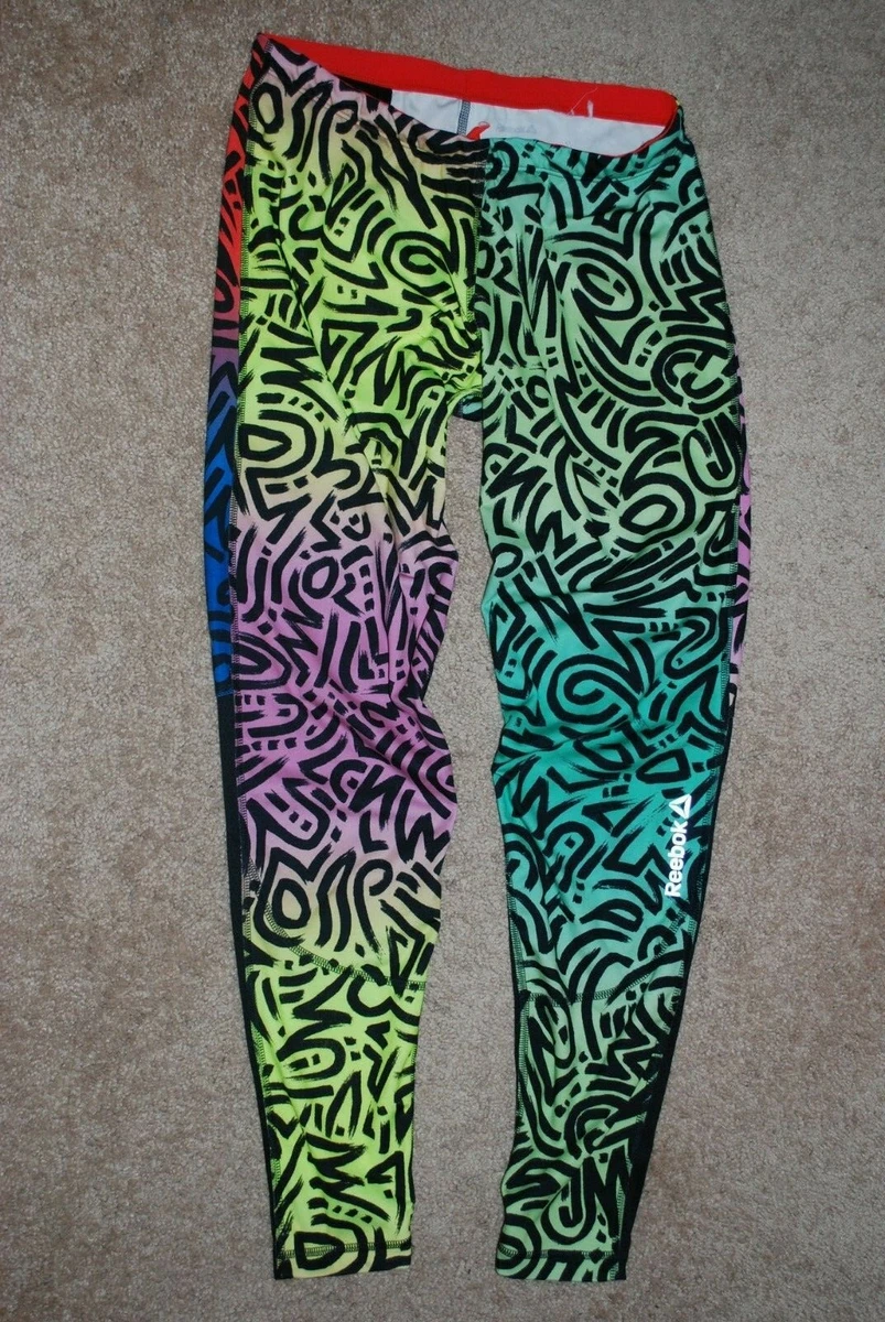 RARE Women s Reebok Rainbow Reflective Compression Pants Medium