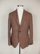  NO CUSTOMS TAX LARDINI brown glen check wool sportscoat jacket 38 US / 48 IT