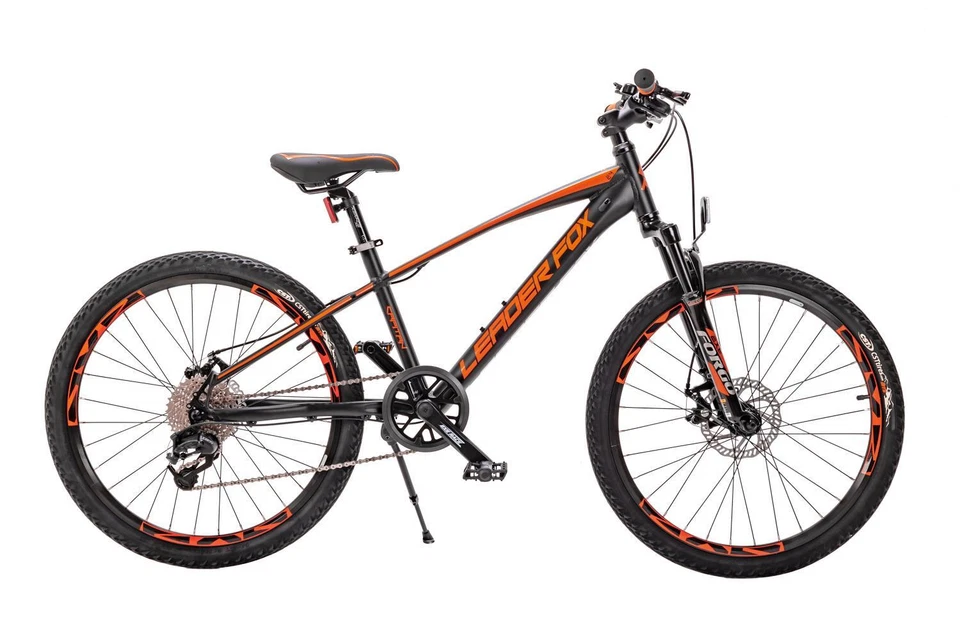 24 Zoll Mountainbike Leader Fox Capitan 8 Gang Scheibenbremsen Schwarz Orange - Bild 1 von 4