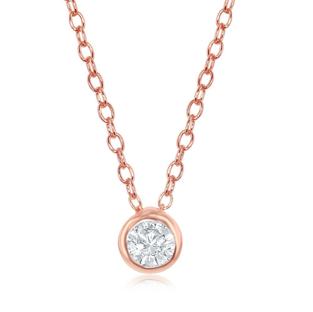 Sterling Silver Single Bezel-Set Cubic Zirconia Necklace | eBay