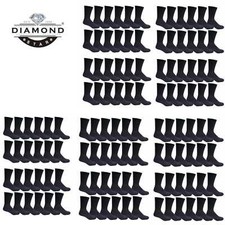 Wholesale Bulk Lots Mens Black Solid Crew Socks Sports Casual Cotton 9-11 10-13