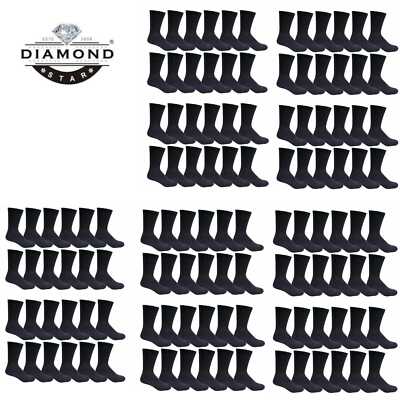 Wholesale Bulk Lots Mens Black Solid Crew Socks Sports Casual Cotton 9-11 10-13
