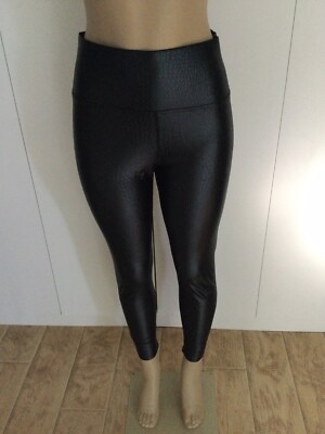 Carbon38 Crocodile High Rise Black Leggings Size XL