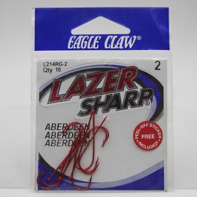 Eagle Claw Lazer Sharp L214RG Crappie Panfish Red Fishing Hooks Size 2