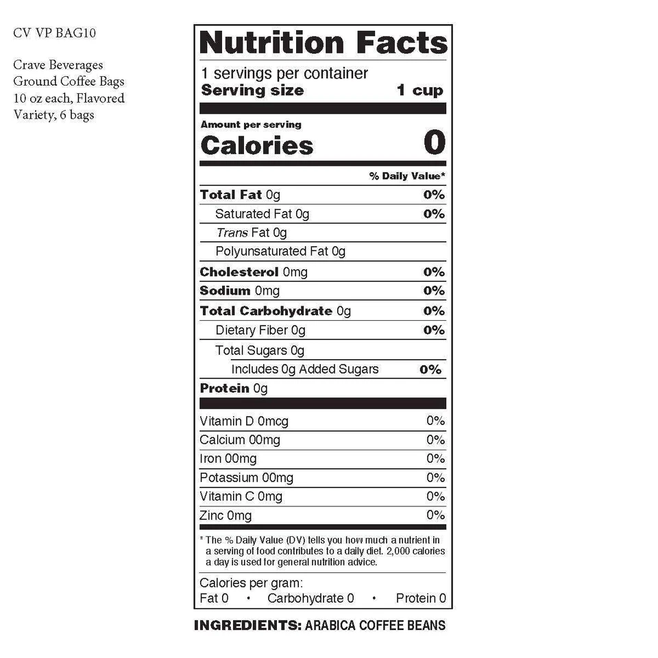 Crave Beverages 研磨咖啡袋 10 盎司,口味品种咖啡,6 包 — 第 3/4 张图片