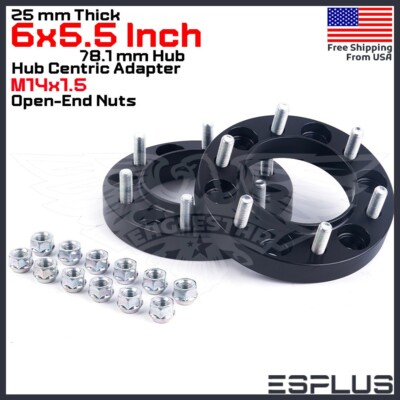 2pc 1'' HUB CENTRIC WHEEL ADAPTER SPACER 6X5.5'' CB 78.1mm 14x1.5 FIT Silverado