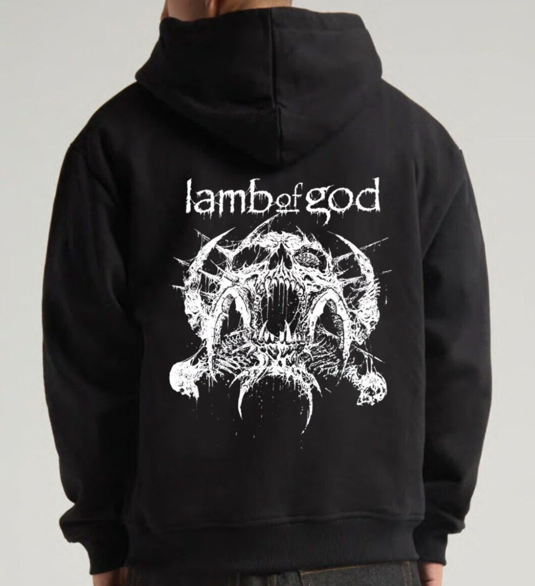 Sweat à Capuche Zippé Homme Lamb Of God, Groupe De Heavy Metal, Taille L Noir - Neuf Sans étiquettes