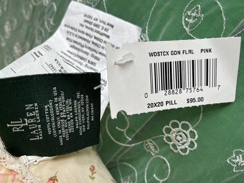 2 NEW Woodstock Garden Floral/CALICO RALPH LAUREN 100% Sateen Cotton 20" Pillows - 第 6/12 張圖片