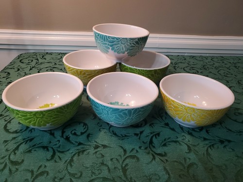 6 x Laurie Gates Melamine Bowls Floral GUC - Picture 1 of 6