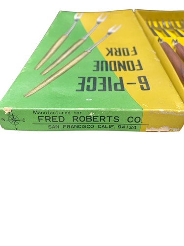 Fred Roberts 6 Stück Fondue Gabeln Edelstahl mit Holzgriff Japan MCM Holz - Bild 2 von 4