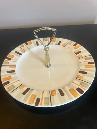 Red Wing Pottery "Desert Sun" Dessert Plate with Central Metal Handle MCM