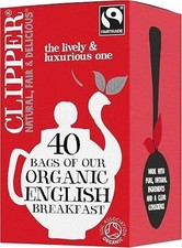 Image of Clipper Organic English Breakfast Tea Bags 40 Fairtrade Black Tea-UK