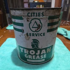 VINTAGE CITIES SERVICE TROJAN GREASE CAN-RARE 1 GALLON SIZE 