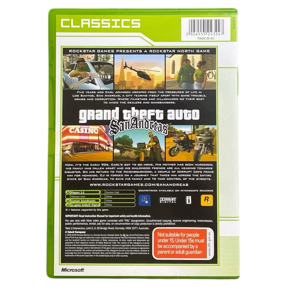 Grand Theft Auto San Andreas Xbox Classics Original PAL Complete Manual Map MA15 - Image 2 of 4