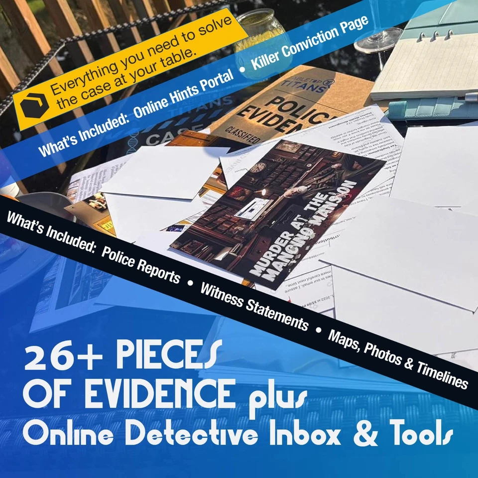 TABLETOP Murder Mystery Game, Unsolved Cold Case - Murder at Mancino Mansion - Image 4 of 4
