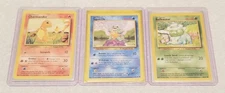 Pokemon Base Set Bulbasaur 44/102, Squirtle 63/102, Charmander 46/102, LP +Gift!
