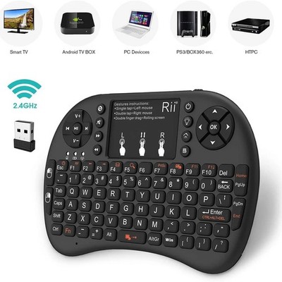 Rii i8+ Mini Tastatur für PC/TV/Smartphone Hintergrundbeleuchtung, Bluetooth, Touchpad, 2,4 GHz
