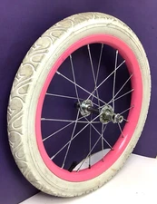 16" Bicycle Front Pink Wheel with 1.95" White Tire Mini-BMX Kids Bike #A30