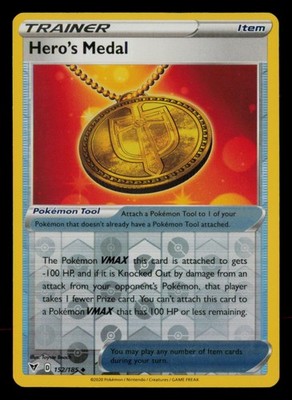 Hero's Medal 152/185 Uncommon Vivid Voltage Pokemon Reverse Holo Near Mint