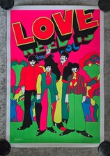 Beatles VERY RARE 1968 U.S. BEAUTIFUL DAY GLOW YELLOW SUBMARINE POSTER NEAR MINT