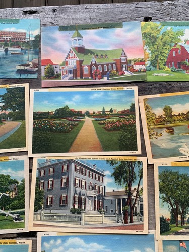 Large Lot Of Linen Postcards Subject Maine Parks Monuments Architecture 35 cards - Picture 7 of 16