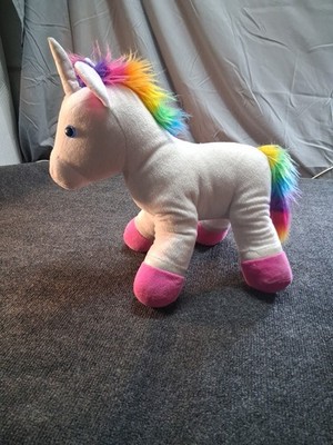 Build a Bear Workshop- White Unicorn With Rainbow Mane Plush- 17'' Inches Tall